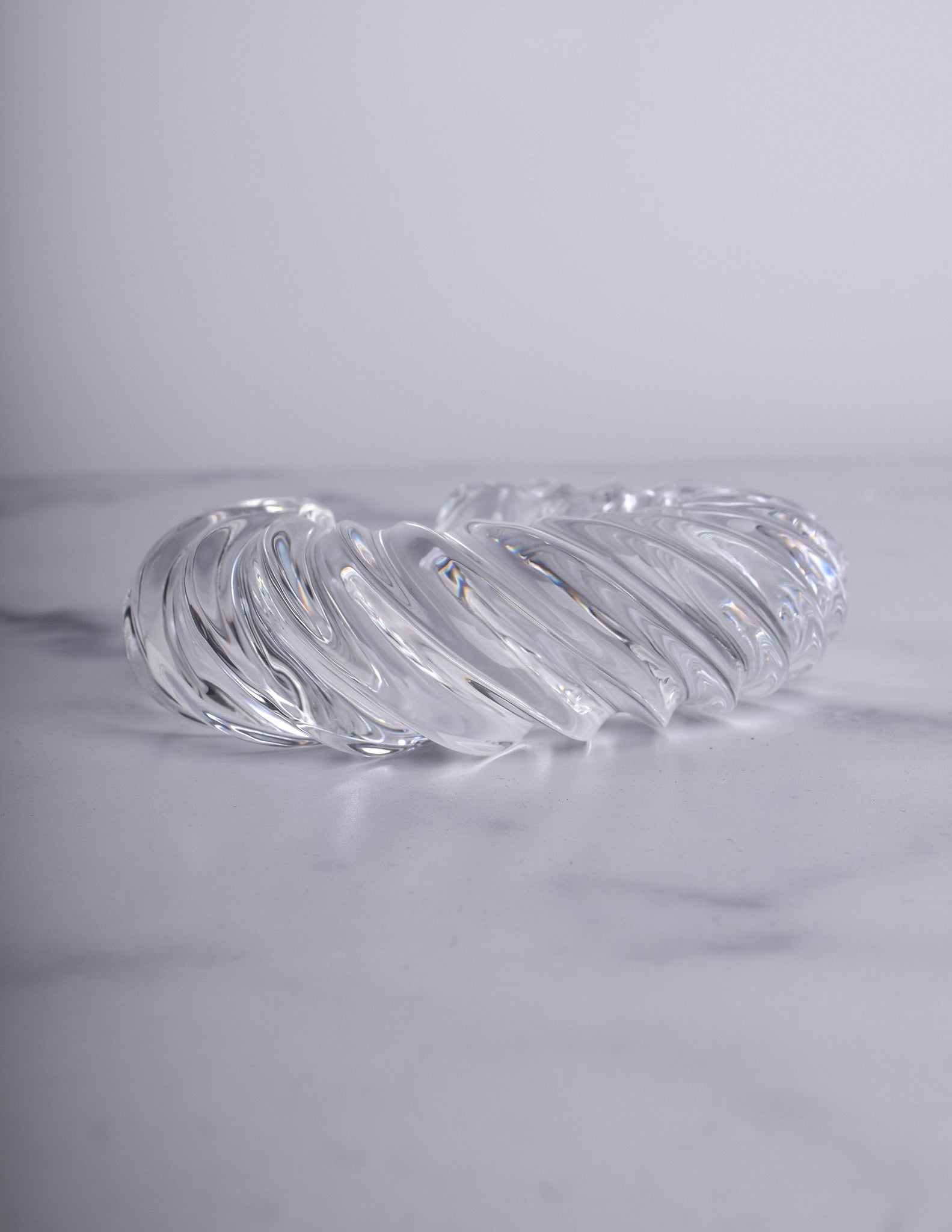 Patricia von Musulin Vintage Clear Twisted Ribbed 'Ridged' Hand Carved Lucite Cuff Bracelet