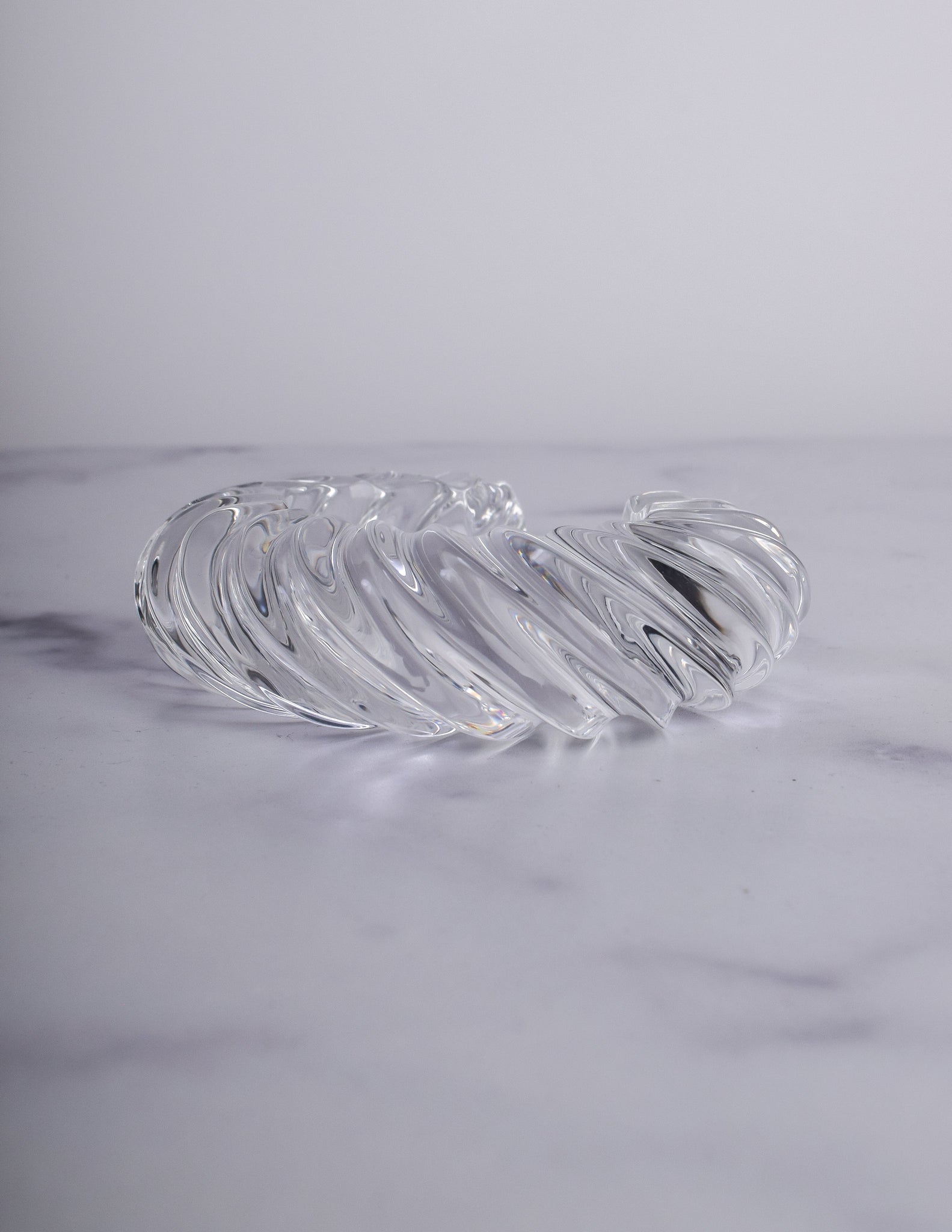 Patricia von Musulin Vintage Clear Twisted Ribbed 'Ridged' Hand Carved Lucite Cuff Bracelet