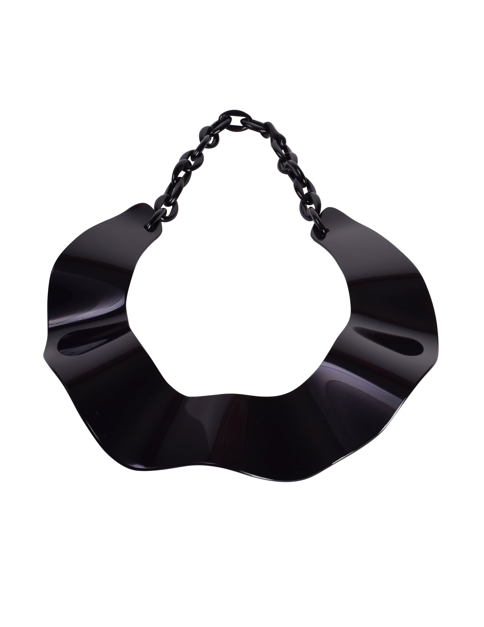 Prada Vintage Black Wavy Oversized Statement Collar Necklace