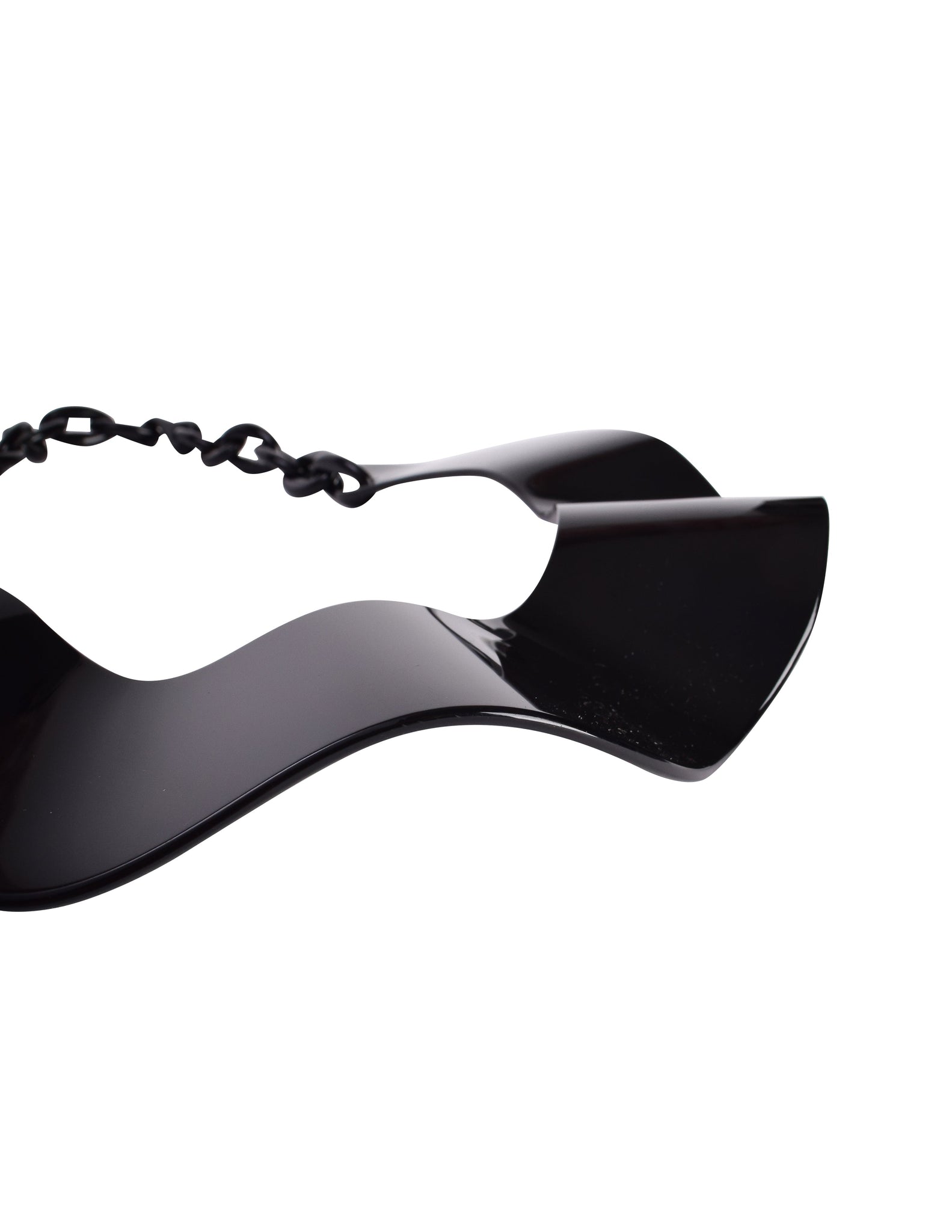 Prada Vintage Black Wavy Oversized Statement Collar Necklace