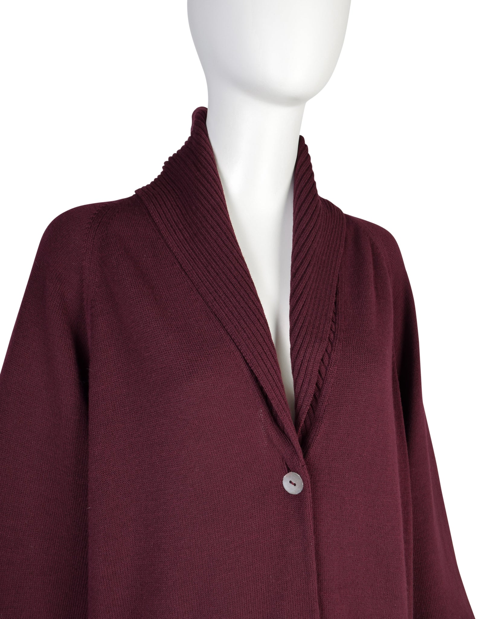 Romeo Gigli Vintage AW1989 Oversized Longline Maroon Knit Cardigan Sweater