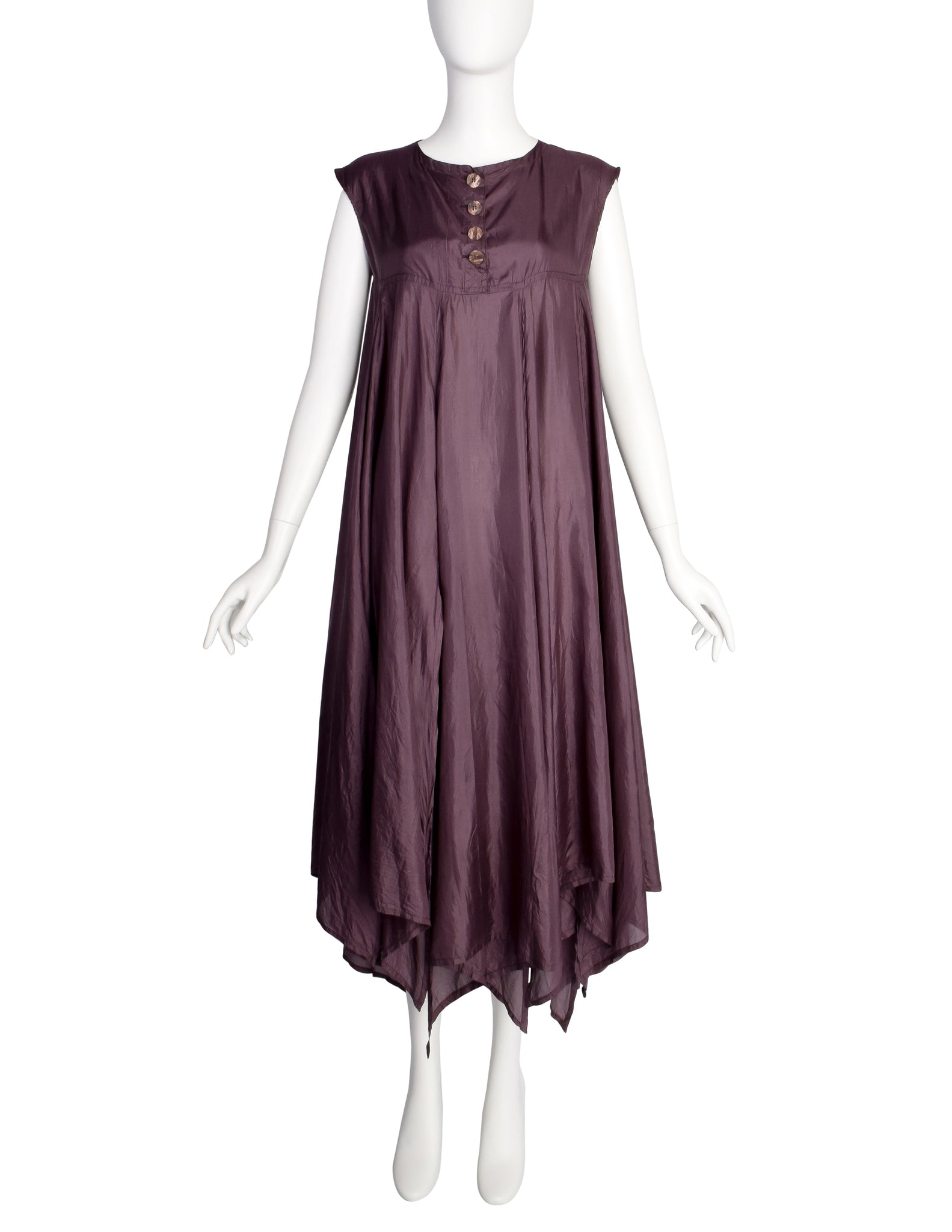 Romeo Gigli G Gigli Vintage 1990s Aubergine Silk Tent Dress