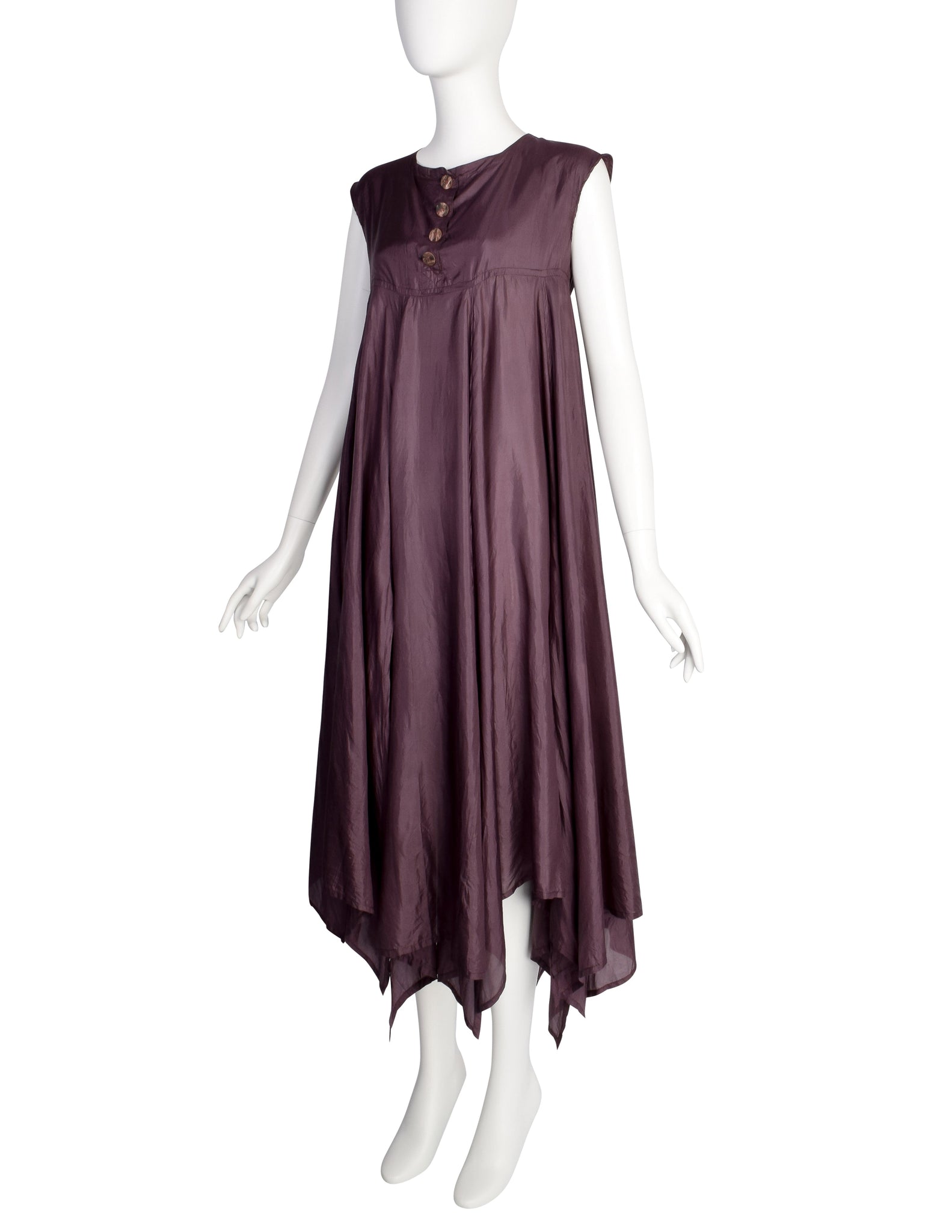 Romeo Gigli G Gigli Vintage 1990s Aubergine Silk Tent Dress