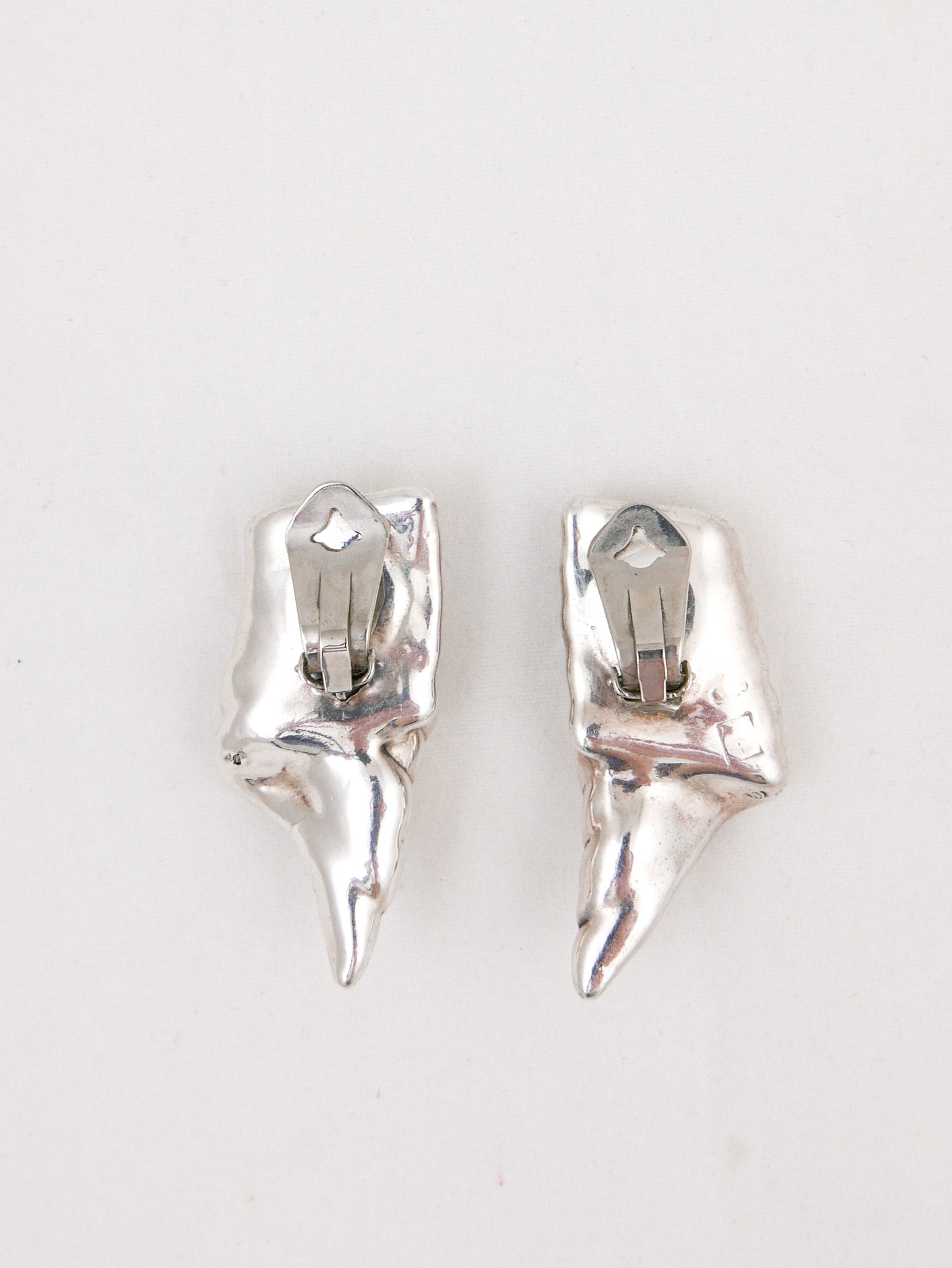 Silver Folded Ribbon Modernist Earrings