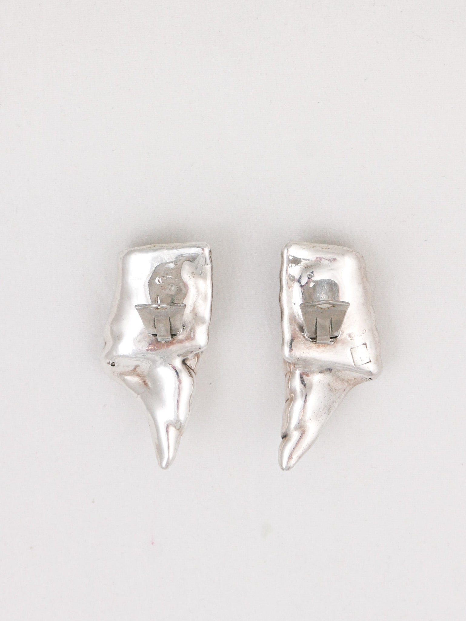 Silver Folded Ribbon Modernist Earrings