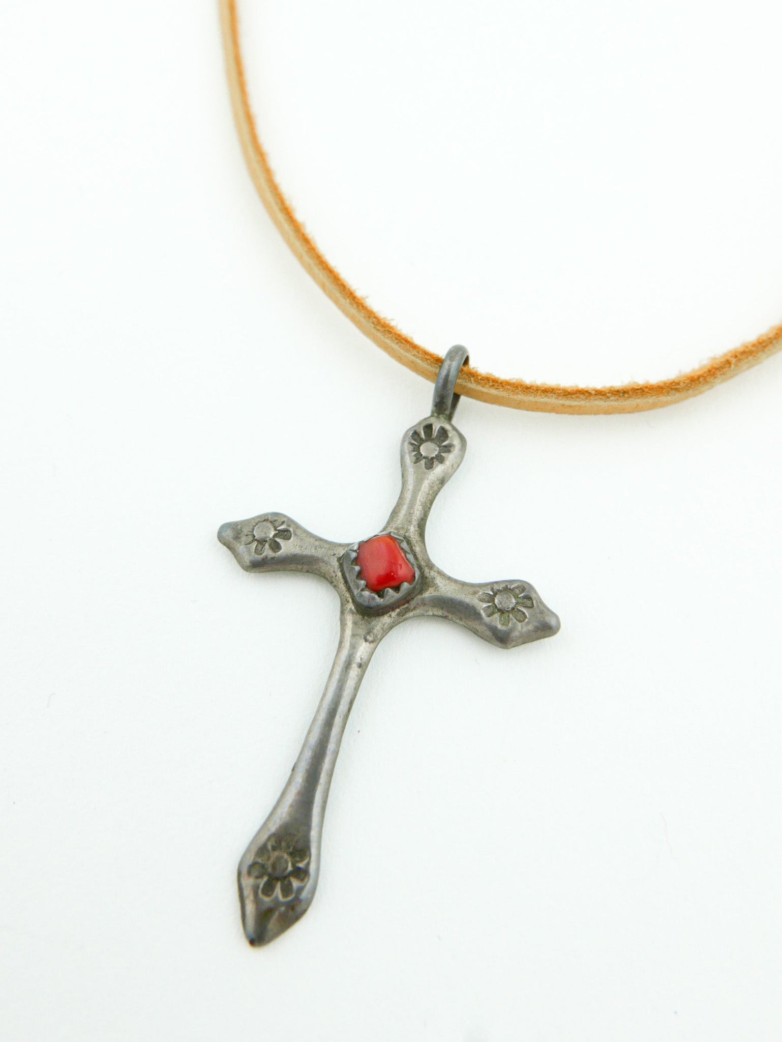 Sterling & Coral Native American Cross