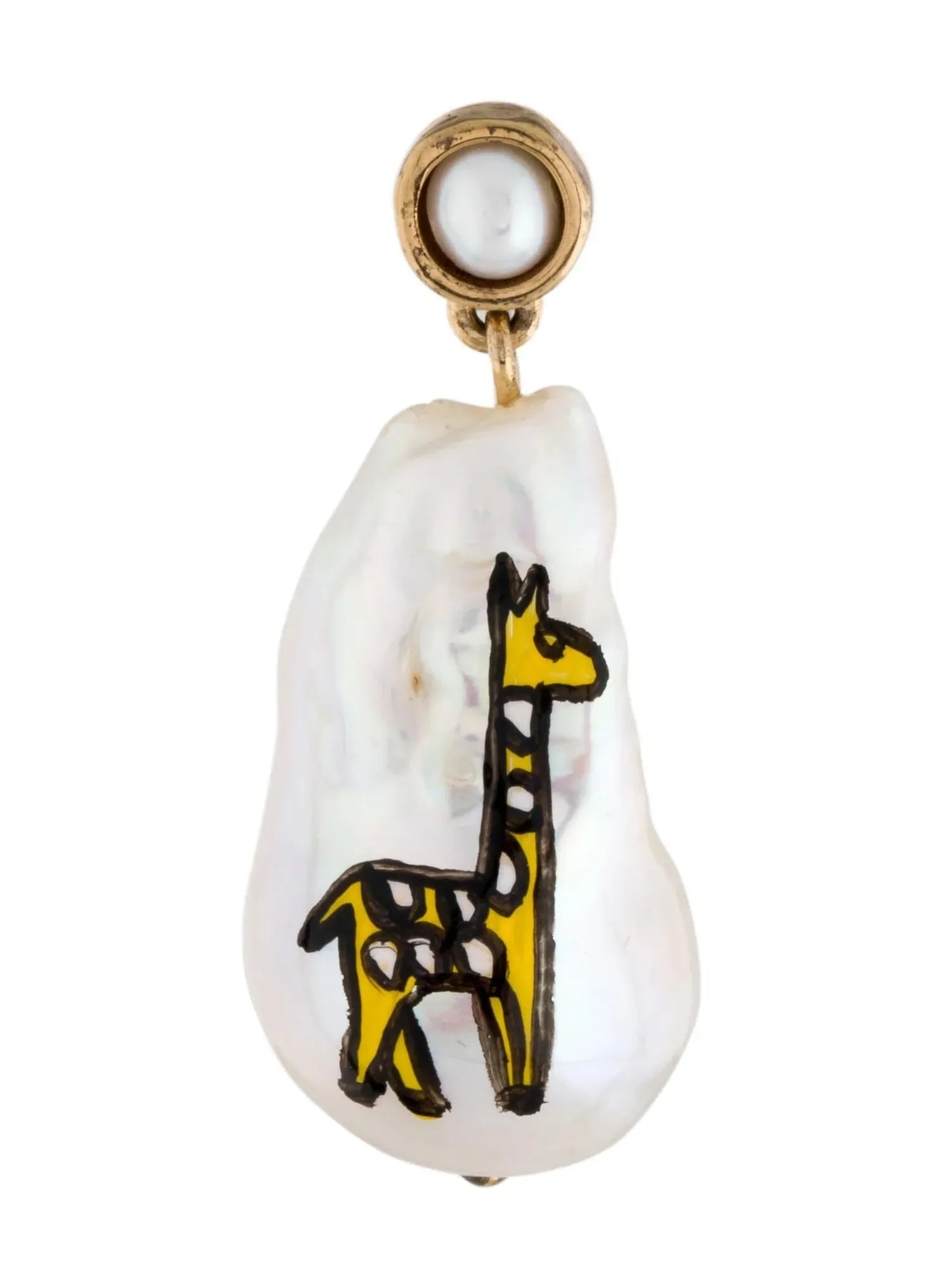 Bottega Veneta  Pearl Giraffe Single Drop Earring