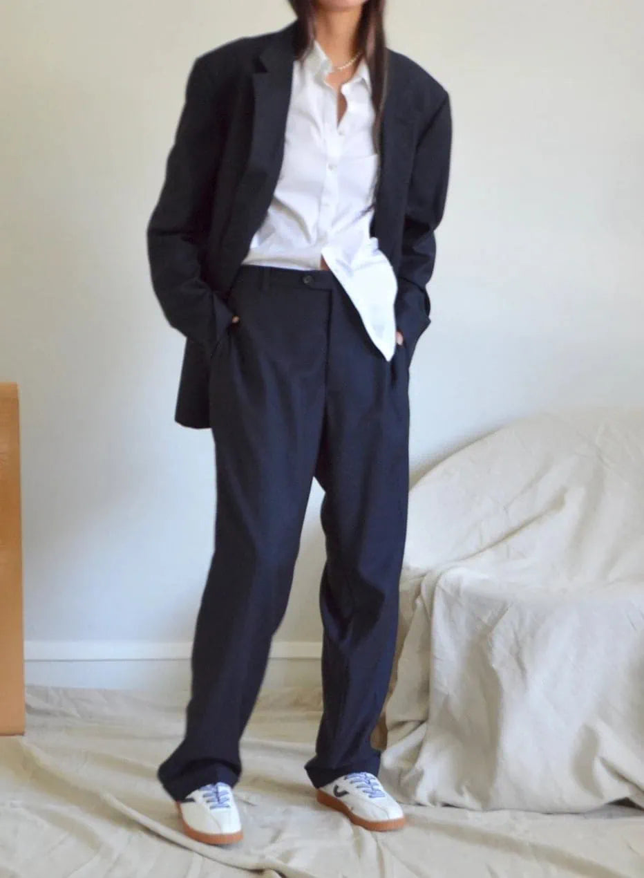 menswear blue/black two piece suit / 46R