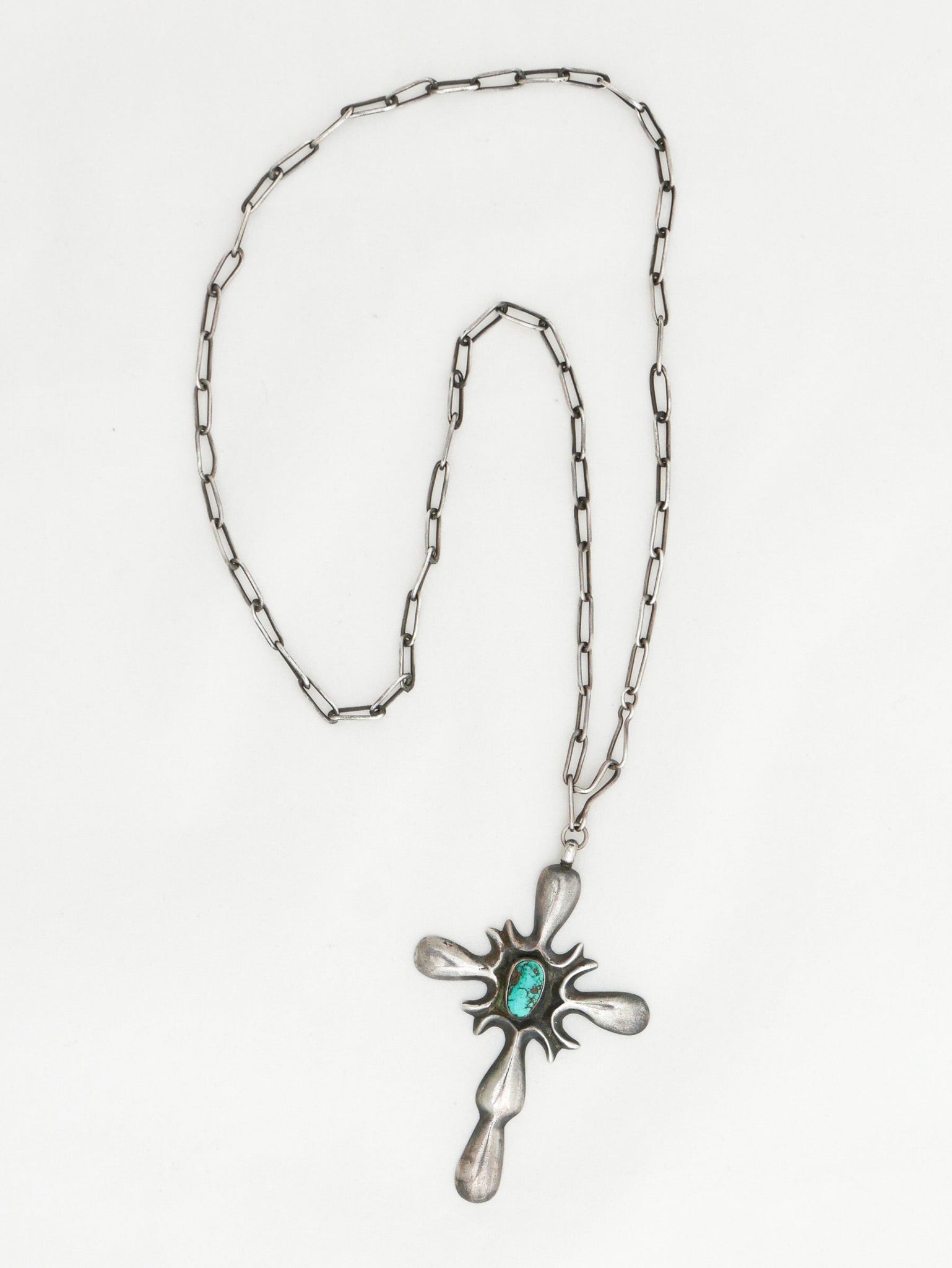 Turquoise & Sterling MCM Cross Necklace
