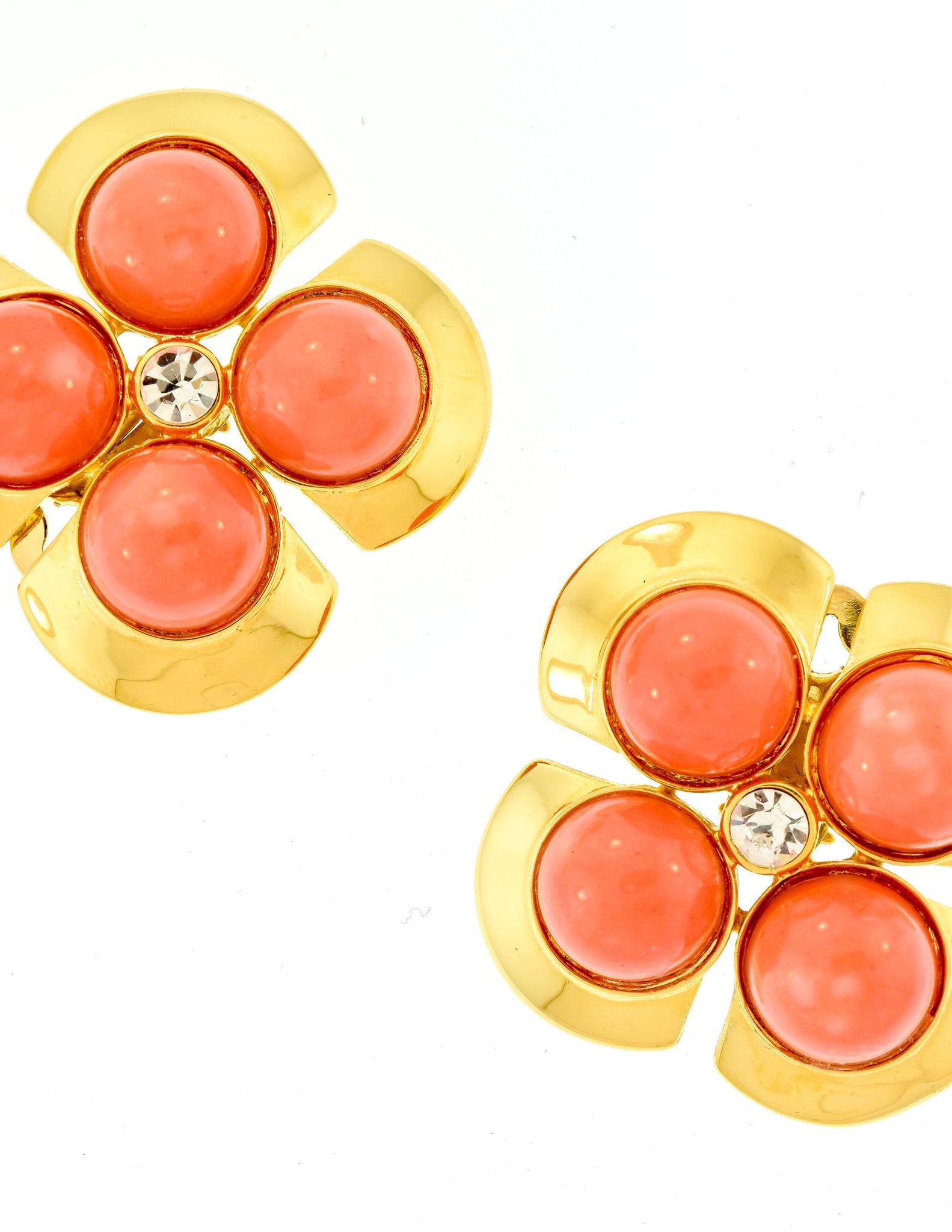 Valentino Vintage Gold Pink Flower Earrings