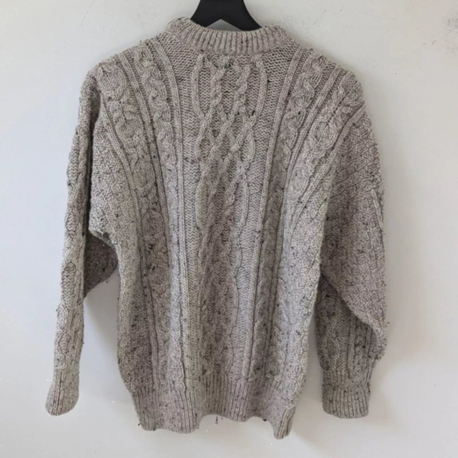 Vintage Callan Ireland 100% Pure New Wool Chunky Cable Knit Fisherman Sweater