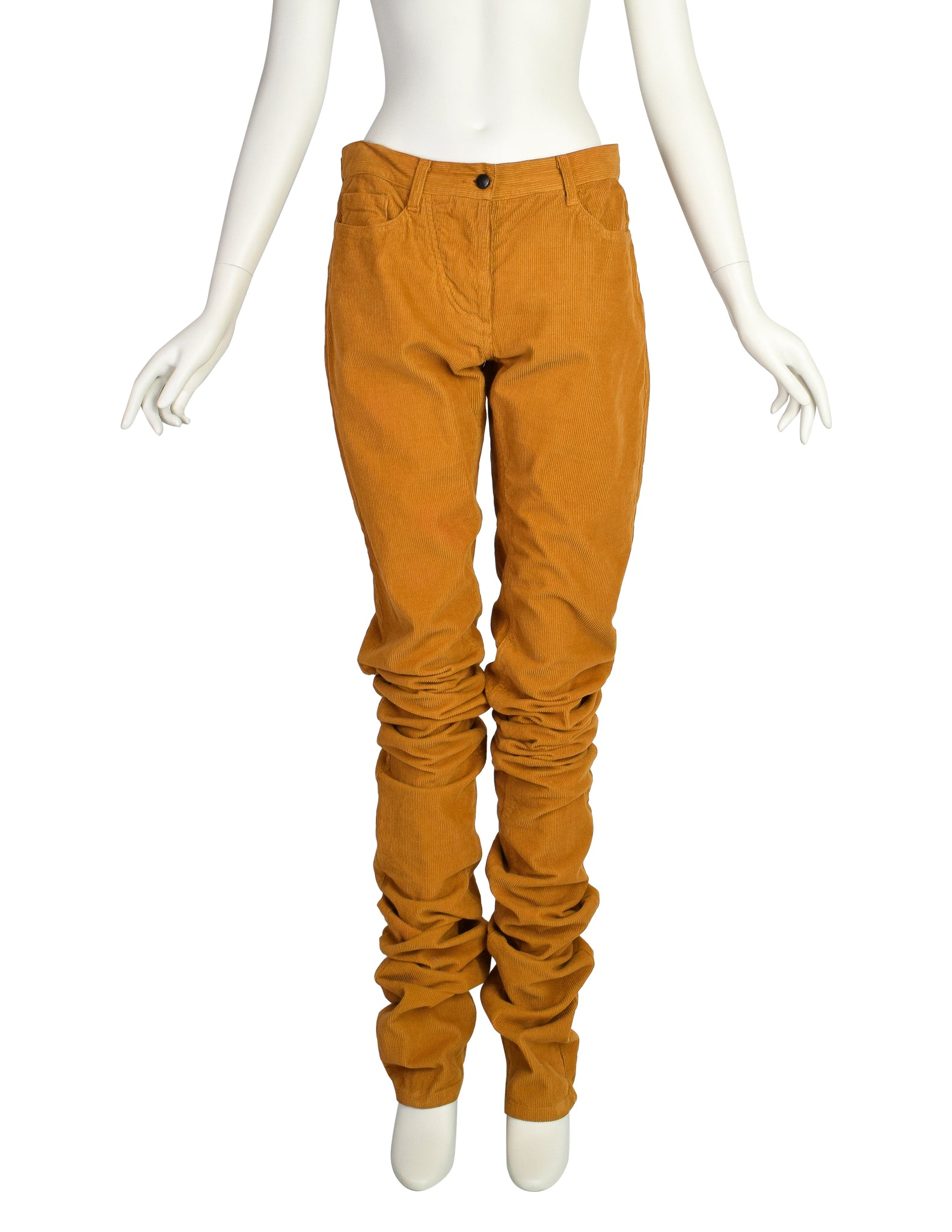 Vivienne Westwood Anglomania Vintage Ochre Corduroy Extra Long Srunched Gathered Pants