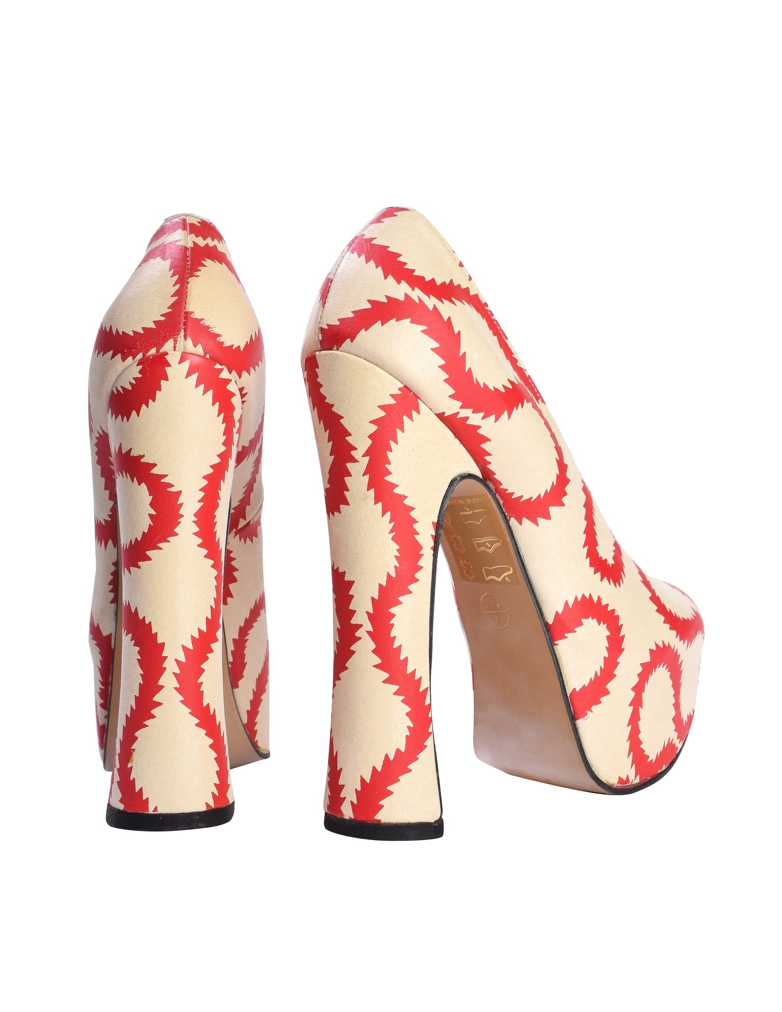 Vivienne Westwood SS 2013 Iconic 'Pirate' Squiggle Print Leather Elevated Court Shoes