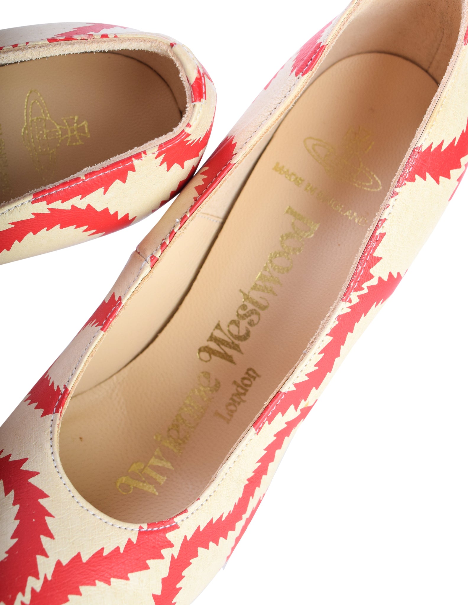 Vivienne Westwood SS 2013 Iconic 'Pirate' Squiggle Print Leather Elevated Court Shoes