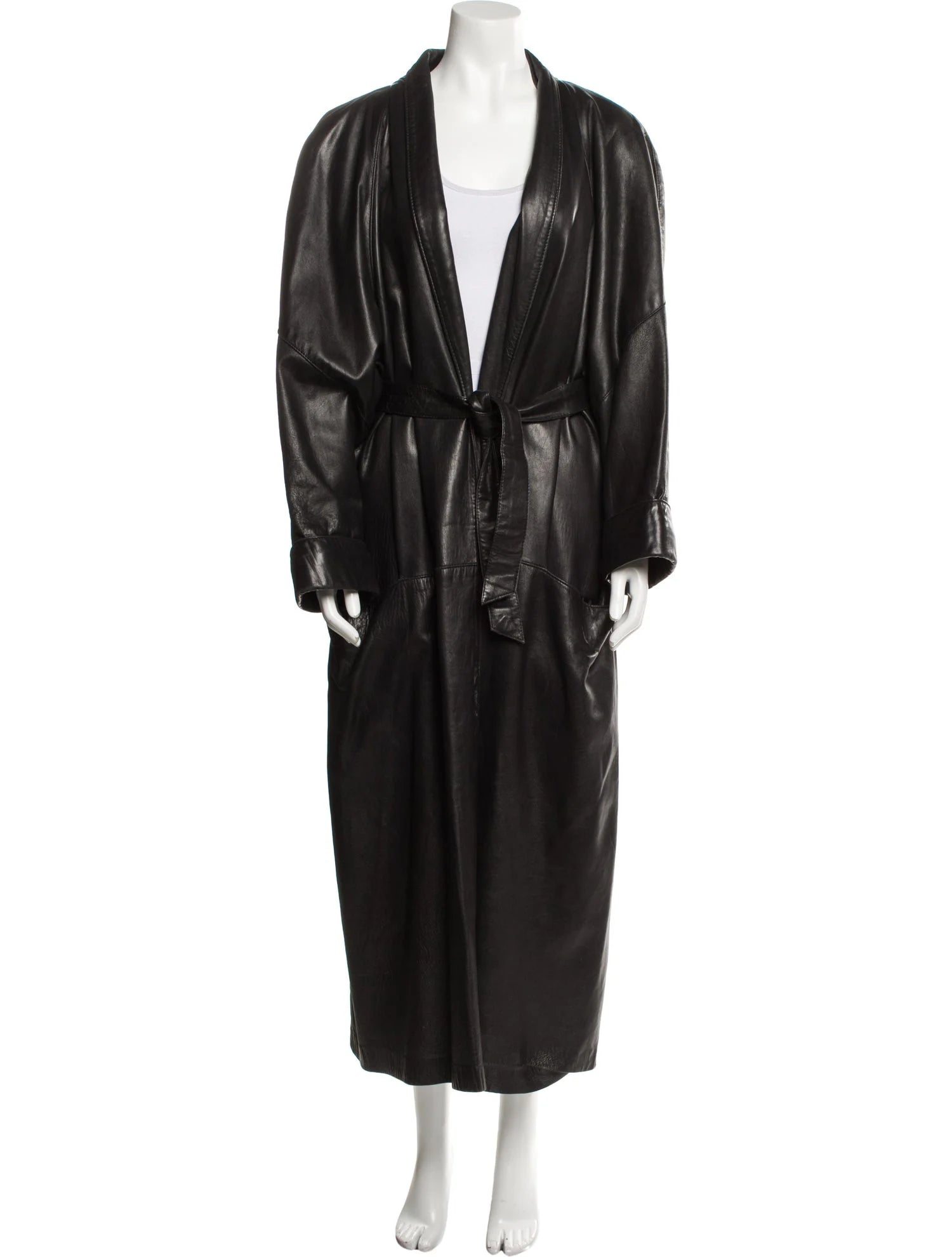 Maxima Vintage Leather Trench Coat Coat Size: L