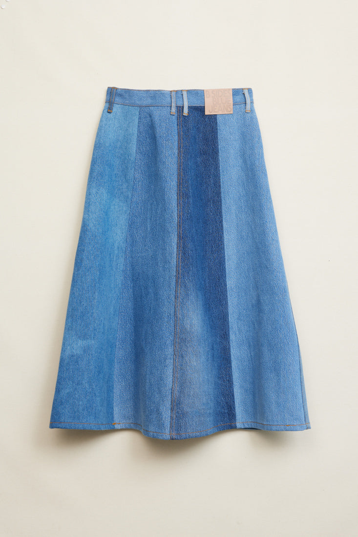 Reworked Vintage Simone Skirt Classic Mixed Indigo