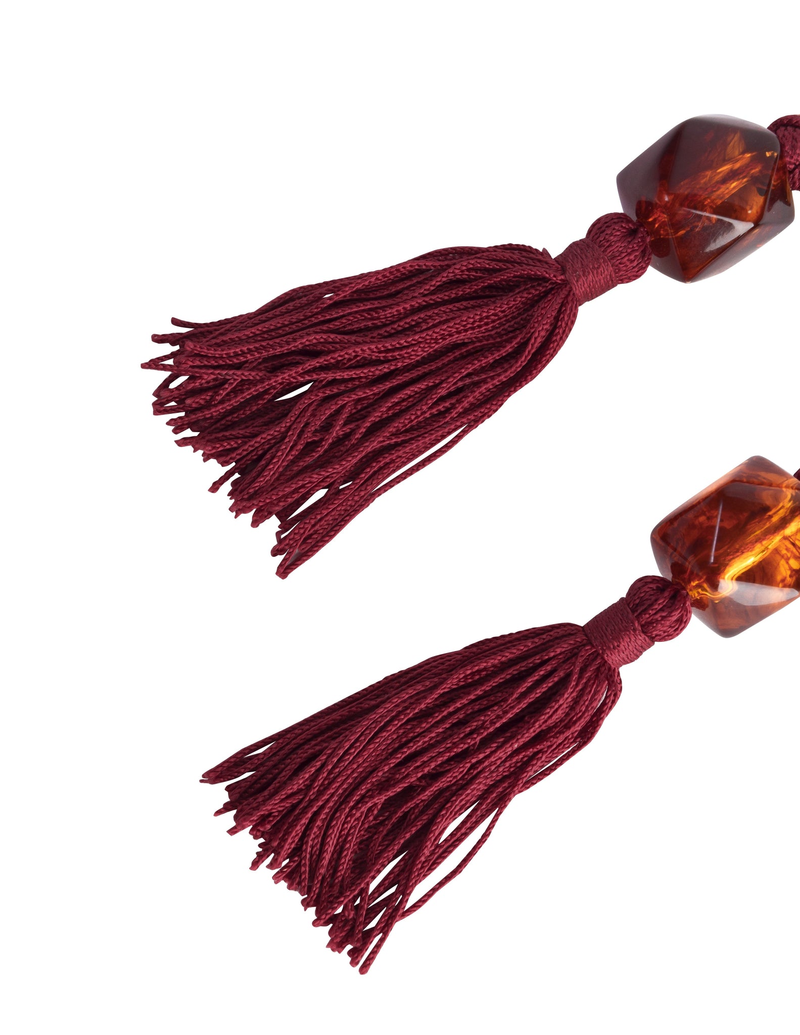 Yves Saint Laurent Vintage Maroon and Root Beer Beaded Tassel Passementerie Statement Earrings