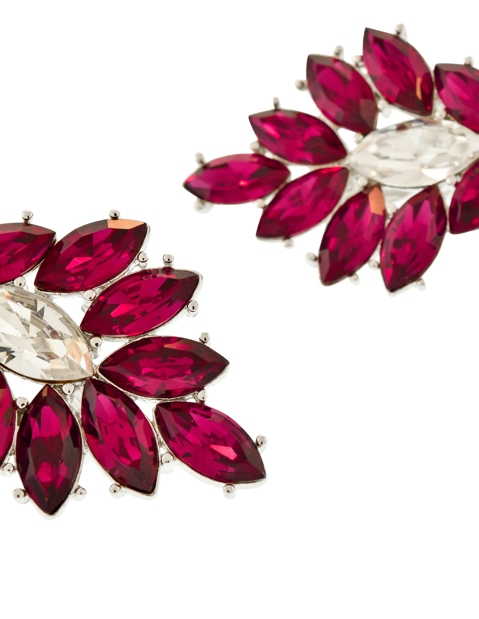 YSL Vintage Deep Magenta Rhinestone Bib Necklace and Earrings Set