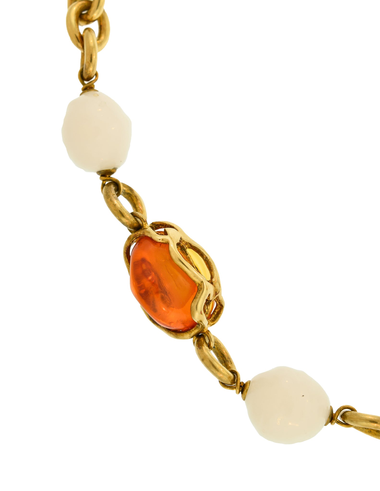 Yves Saint Laurent Vintage Red Yellow White Glass Gold Chain Choker Necklace