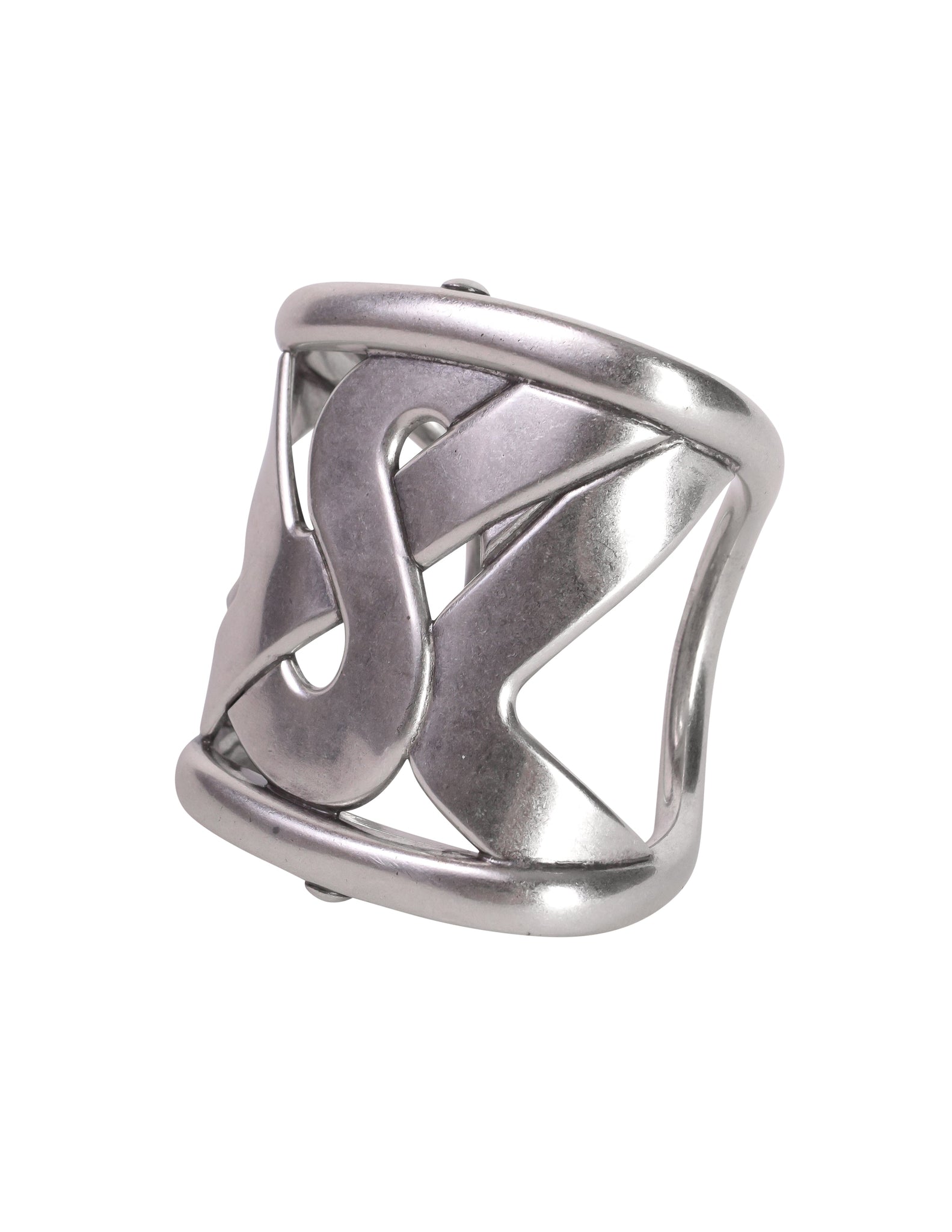 Yves Saint Laurent Vintage Striking Silver YSL Namesake Cuff Bracelet