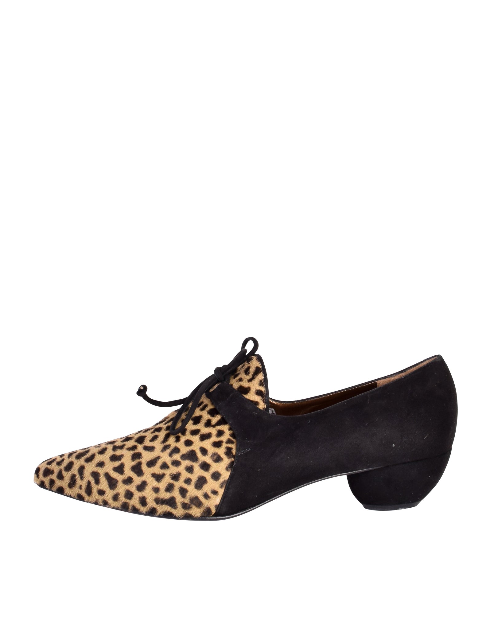 Yves Saint Laurent Vintage 1990s Animal Print Pony Hair and Black Suede Oxford Shoes