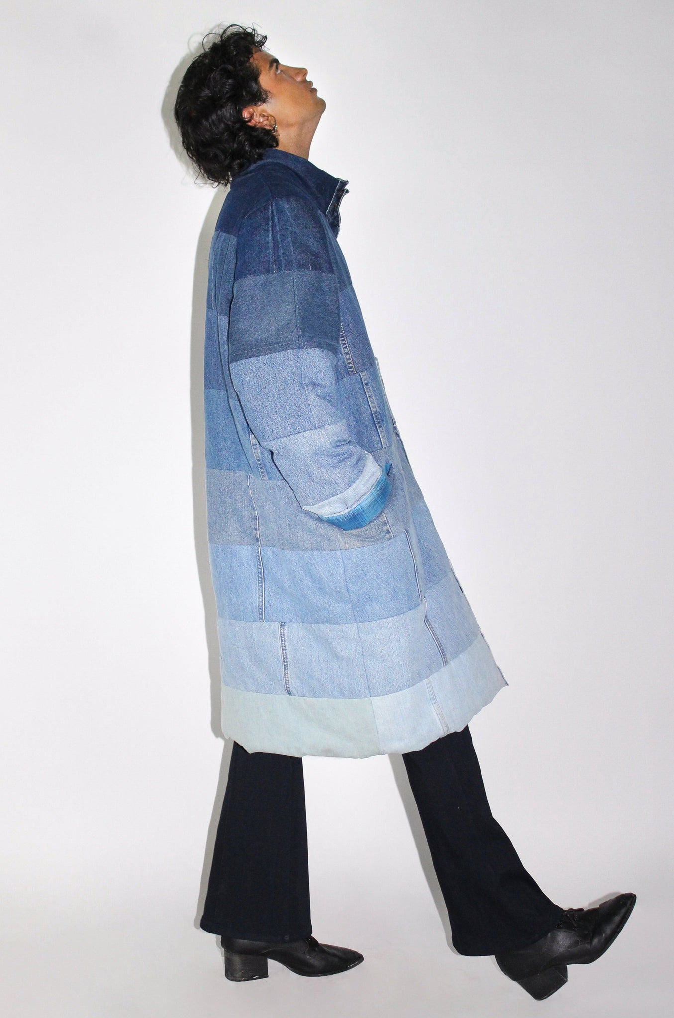 THE LONG GRADIENT DENIM PUFFER