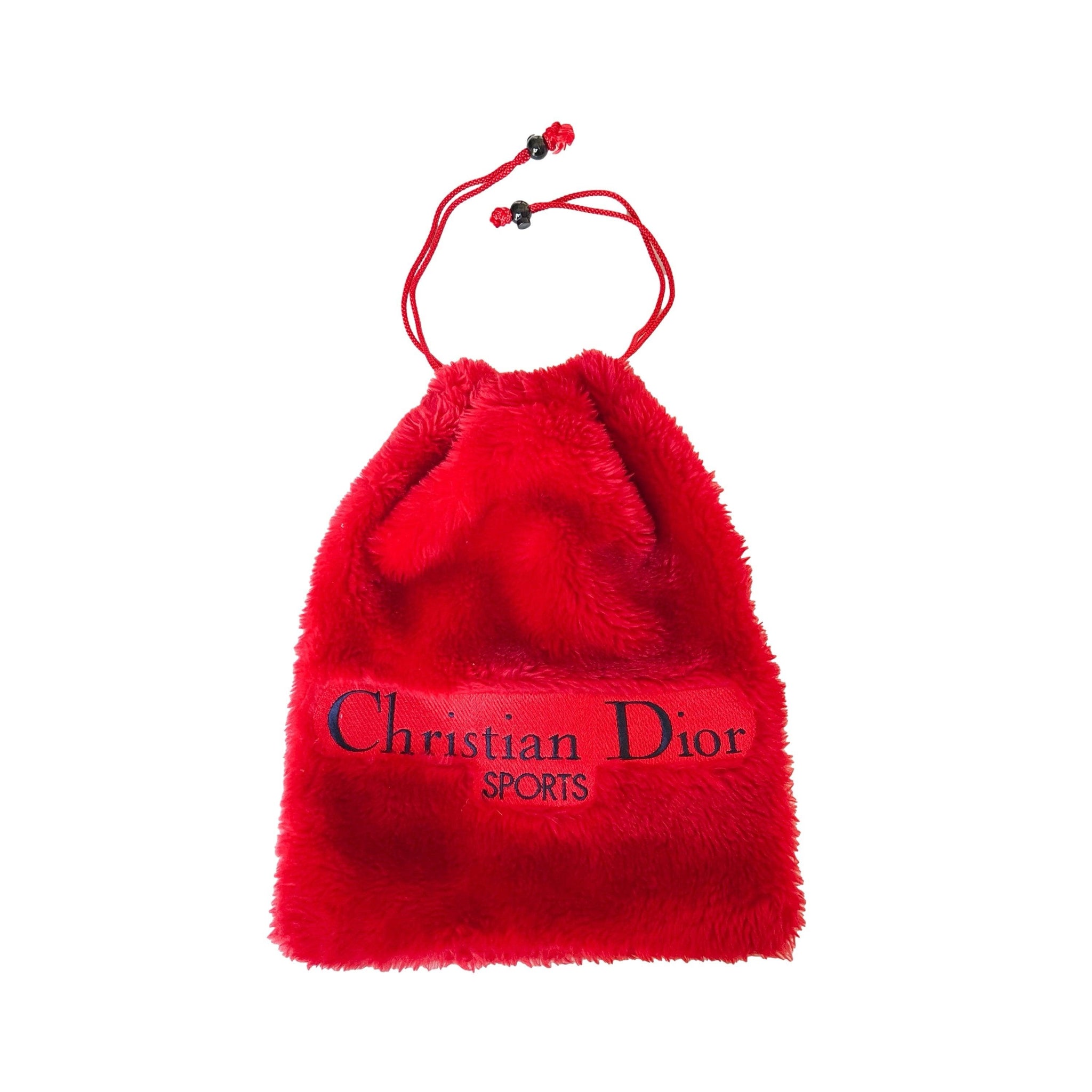 Dior Red Faux Fur Drawstring Bag