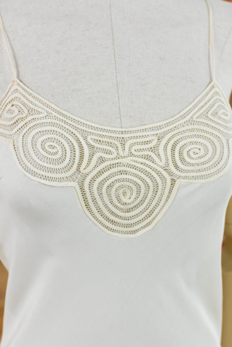 1930's Silk Applique Crochet Slip Dress