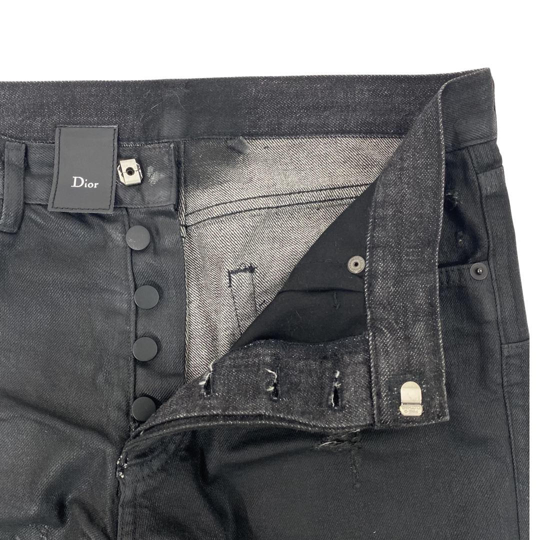 Dior Homme Waxed/Distressed Denim SS04 “Strip” Sz 29