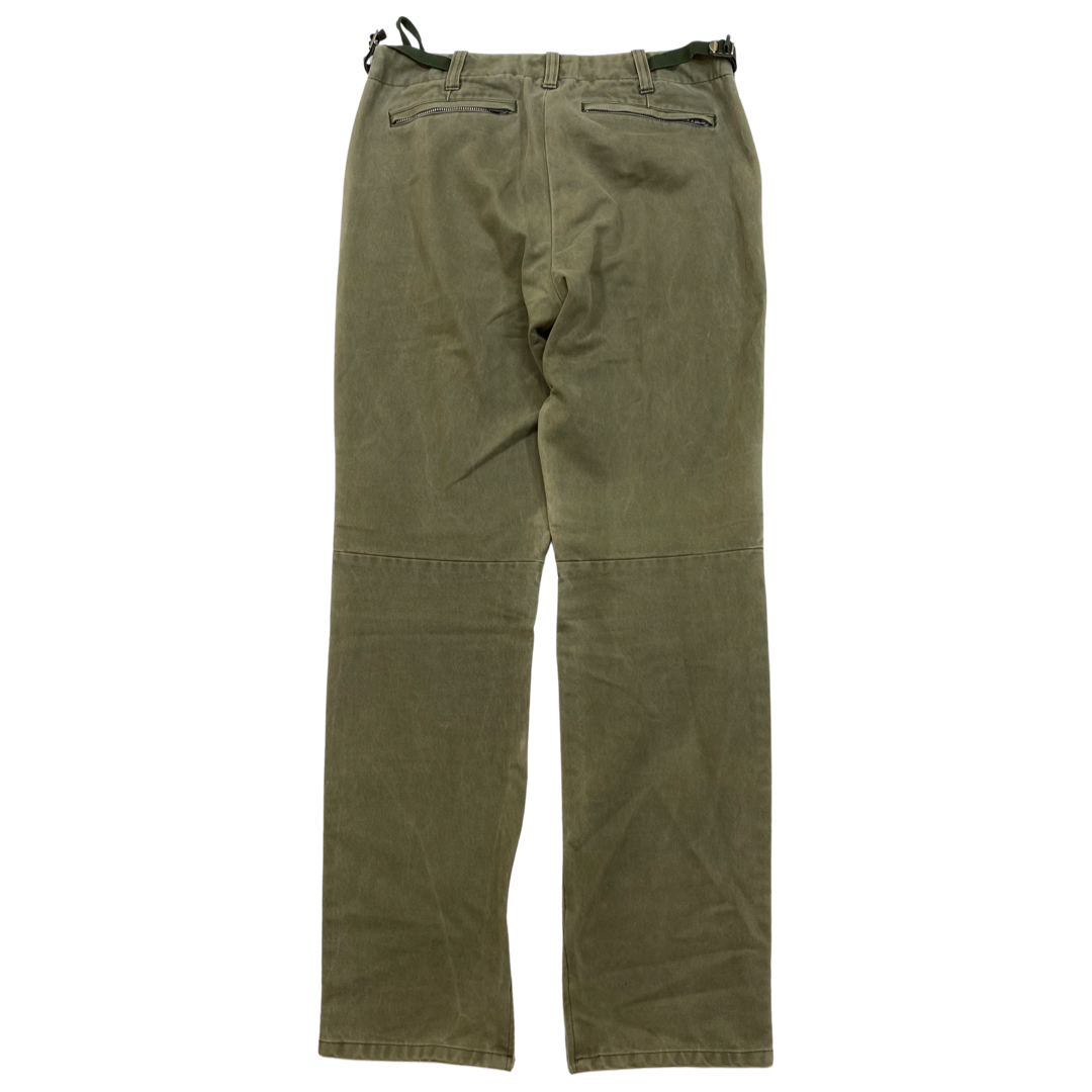 Helmut Lang Olive Biker Trousers 31