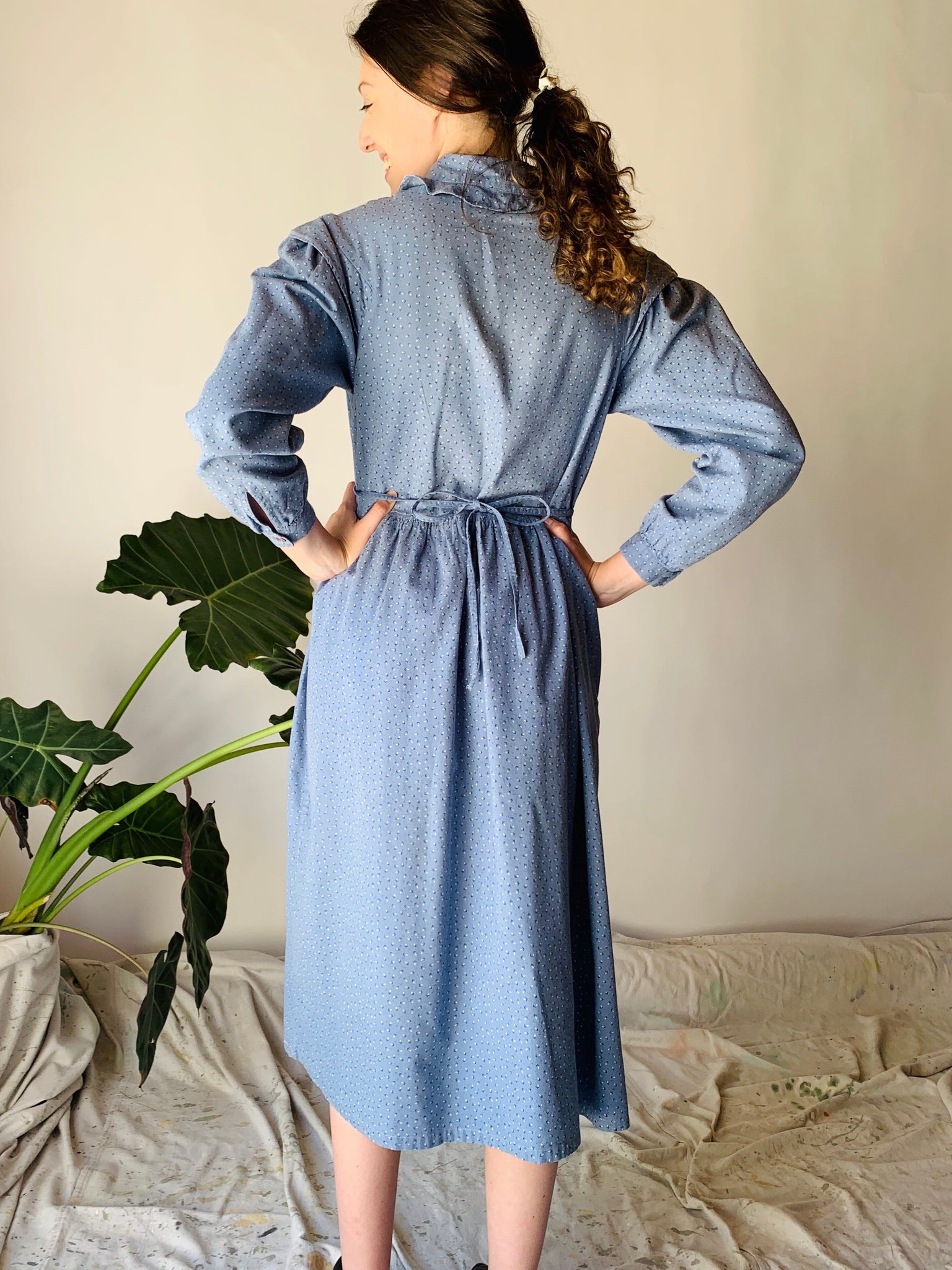 Blue 1980’s Calico Dress