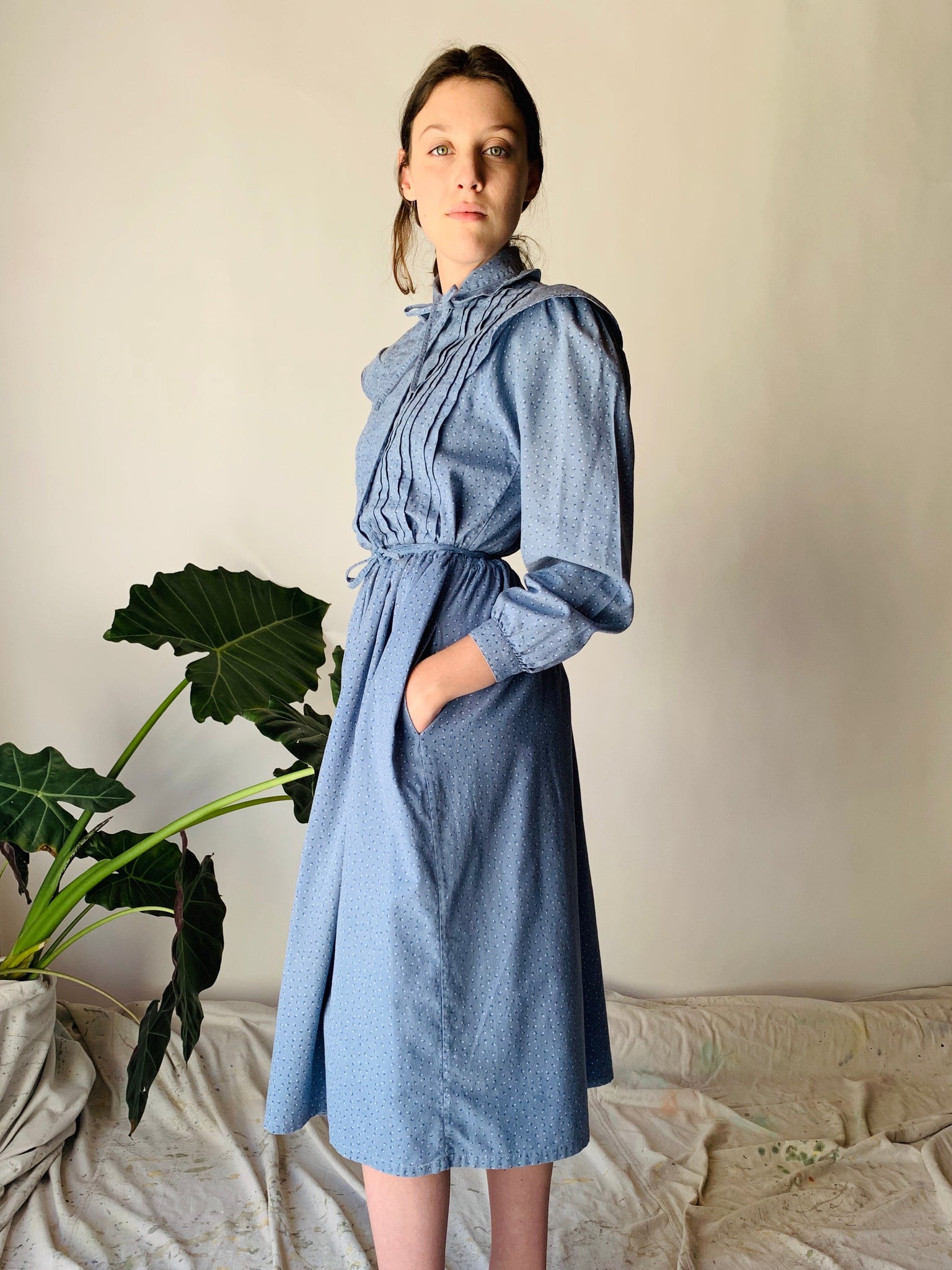 Blue 1980’s Calico Dress