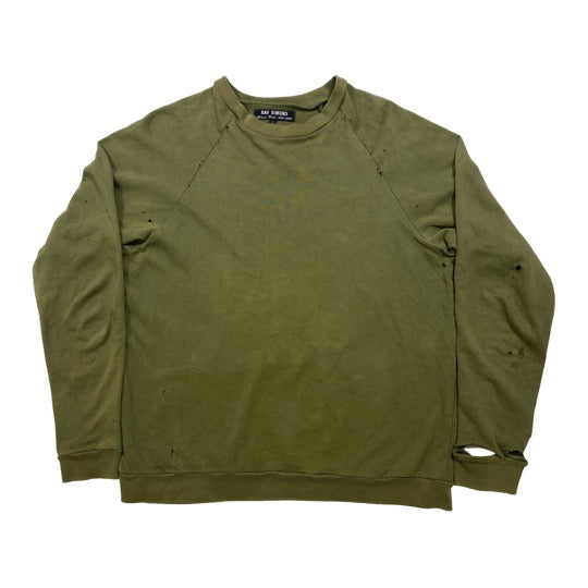 INQUIRE Raf Simons Distressed Crewneck A/W00 “Riot Riot Riot” 48/Medium