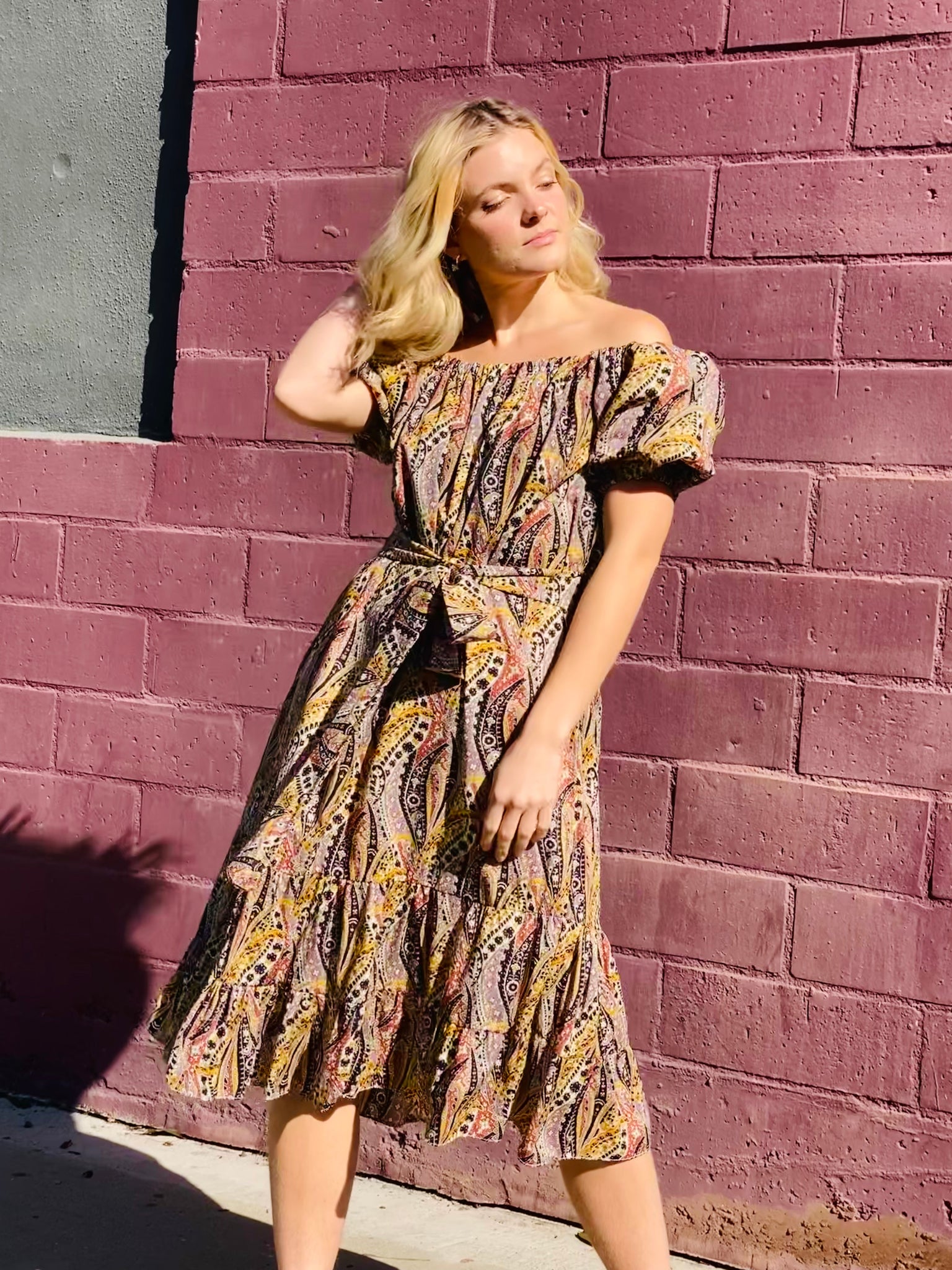 Lilac & Terracotta Paisley Dress