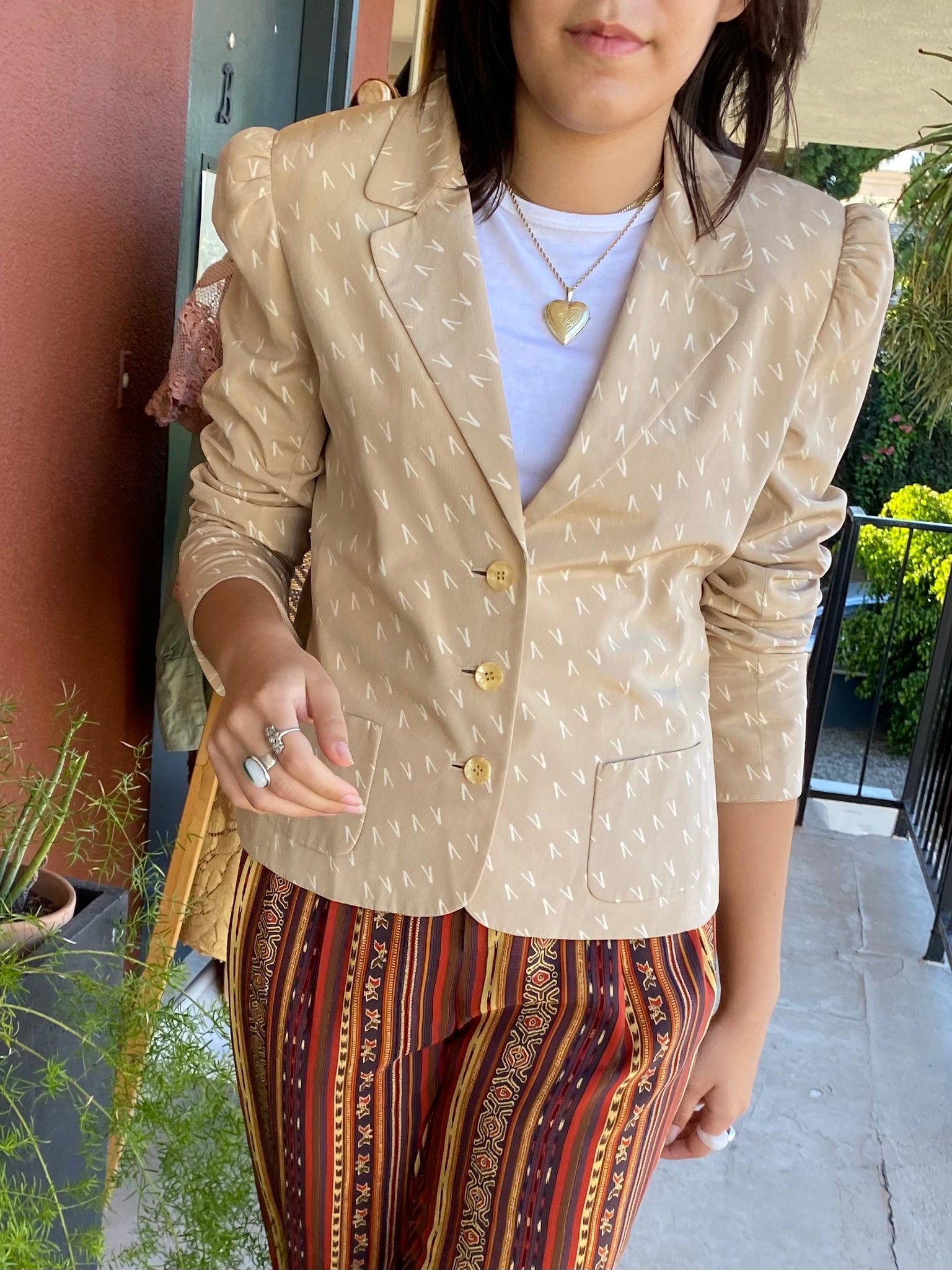 Silk Puff Sleeve Blazer