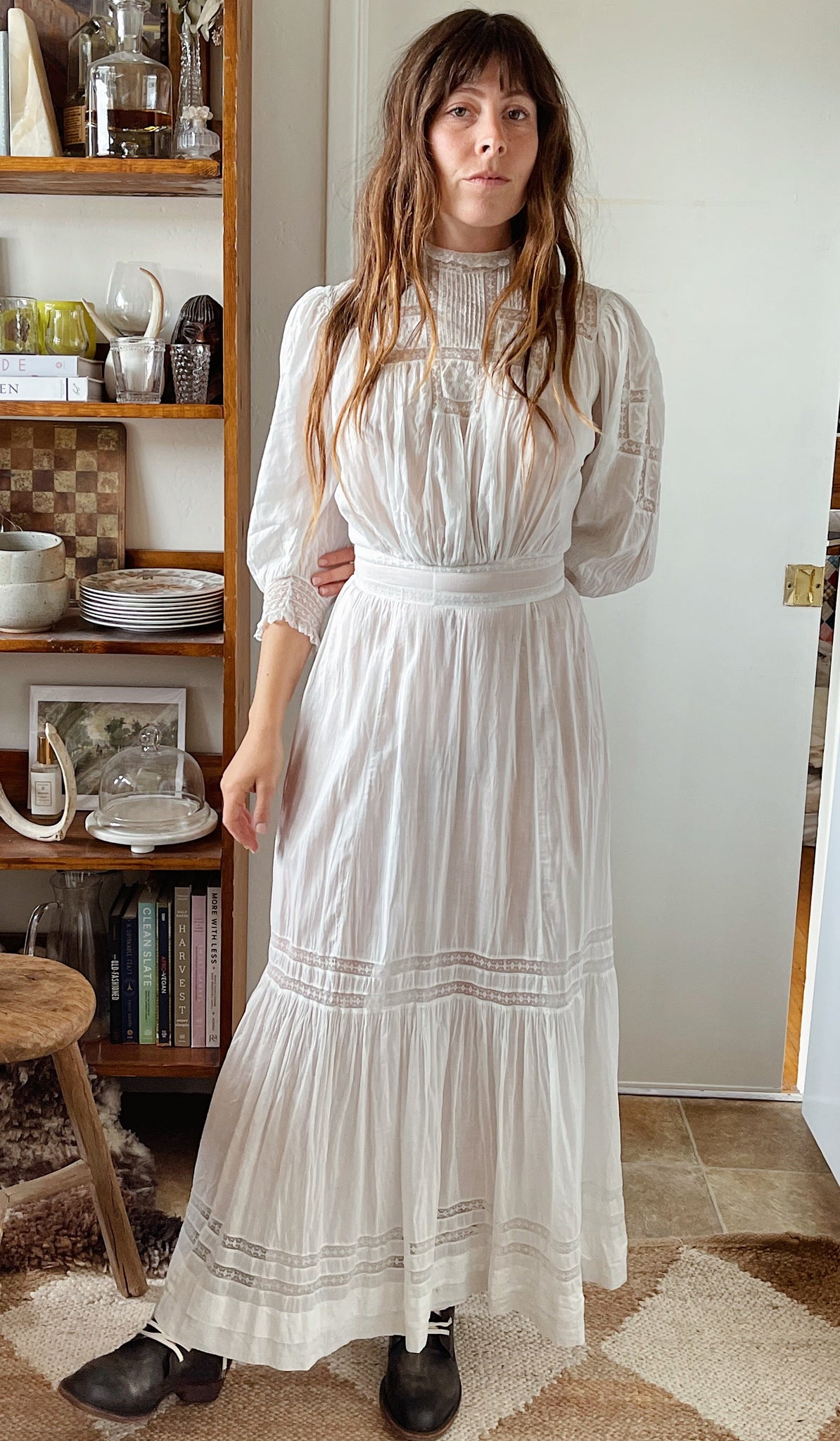 Victorian Embroidered Lace Lawn Dress