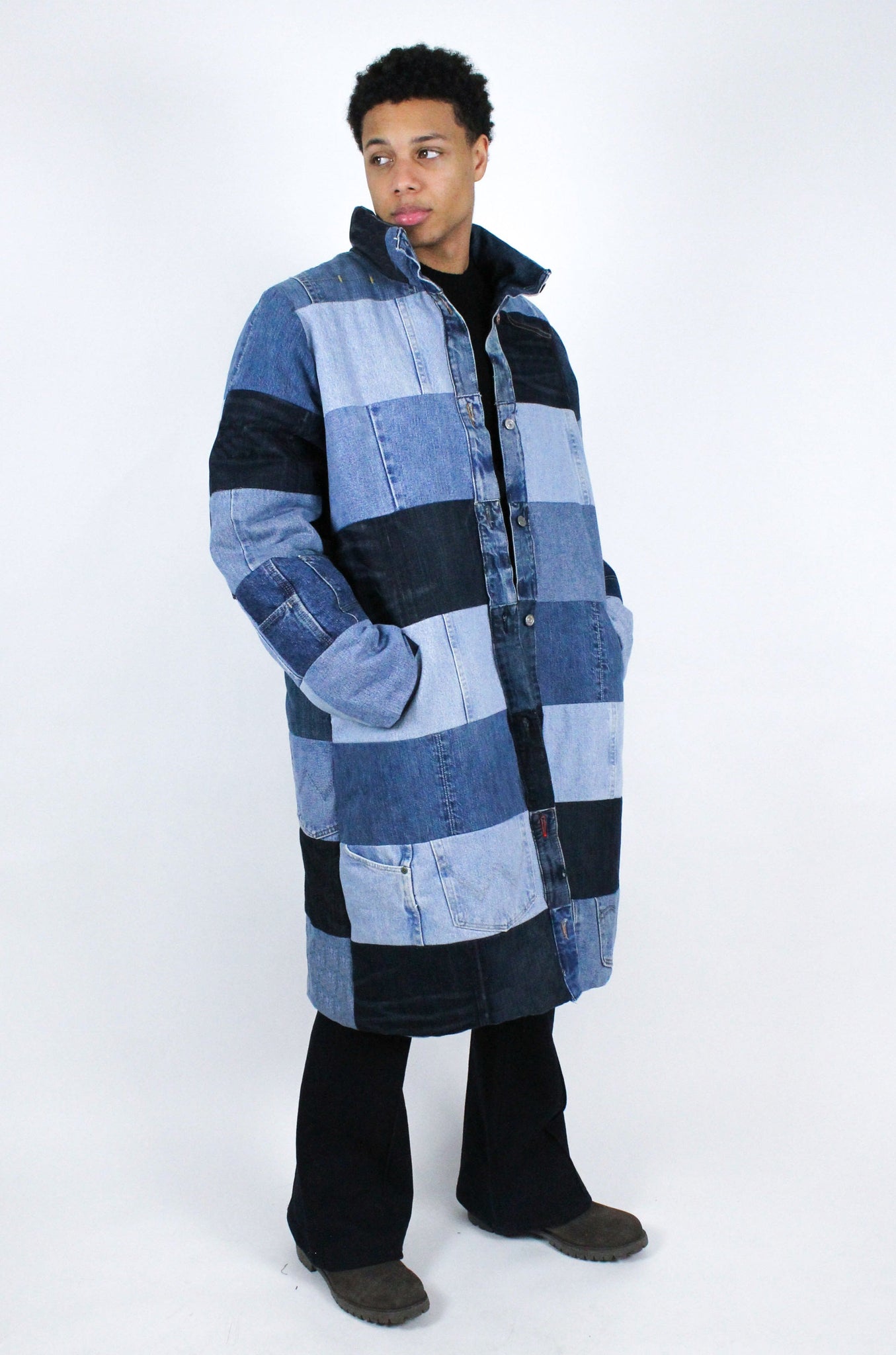 THE MULTI TONE DENIM PUFFER - LONG