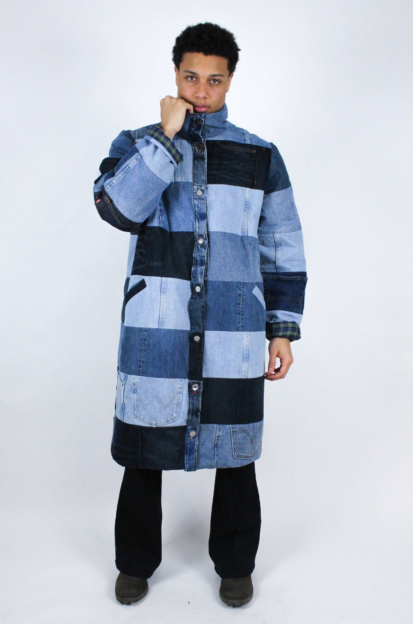 THE MULTI TONE DENIM PUFFER - LONG