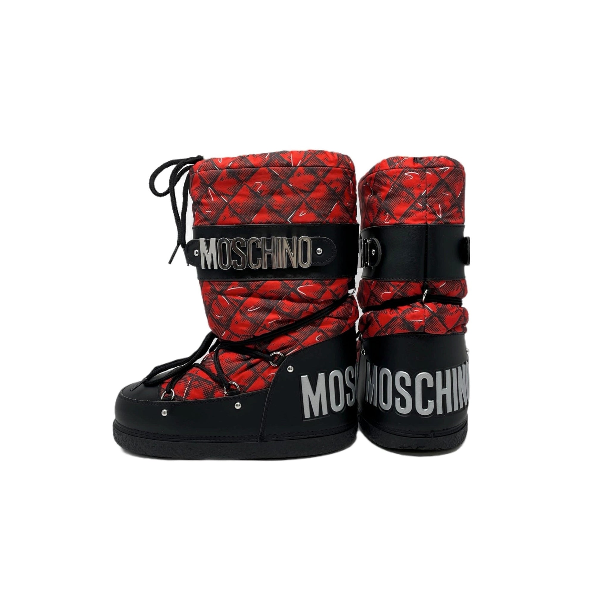 Moschino Red Brick Logo Boots