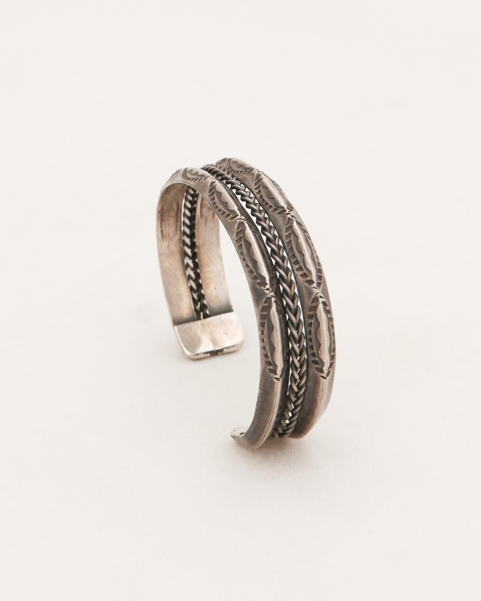 Silver Carinated Braid Cuff