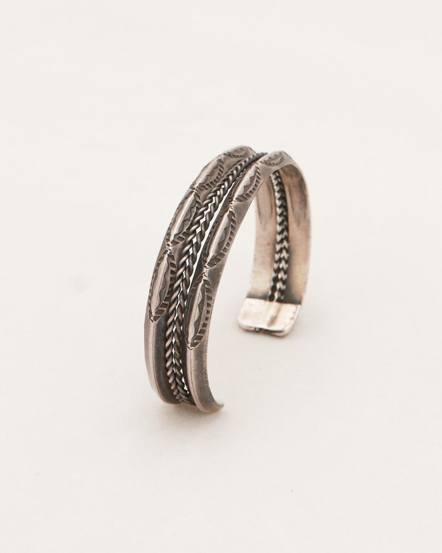 Silver Carinated Braid Cuff